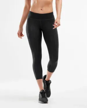 2XU Mid-Rise Compression 7/8 Tights, Damen, Black/Dotted Black Logo