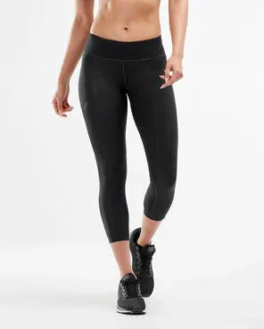 2XU Mid-Rise Compression 7/8 Tights, Damen, Black/Dotted Black Logo