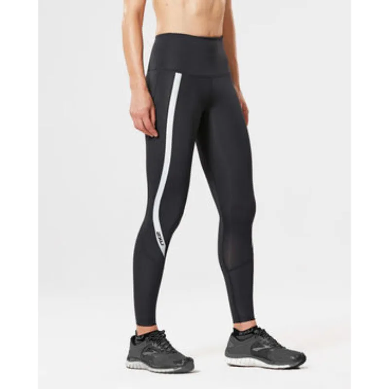 2XU WOMENS HI RISE FULL LENGTH COMPRESSION TIGHT BLACK/SILVER