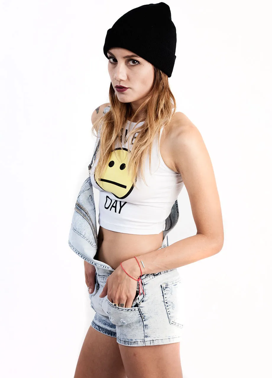 Acid Wash Denim Overall Shorts