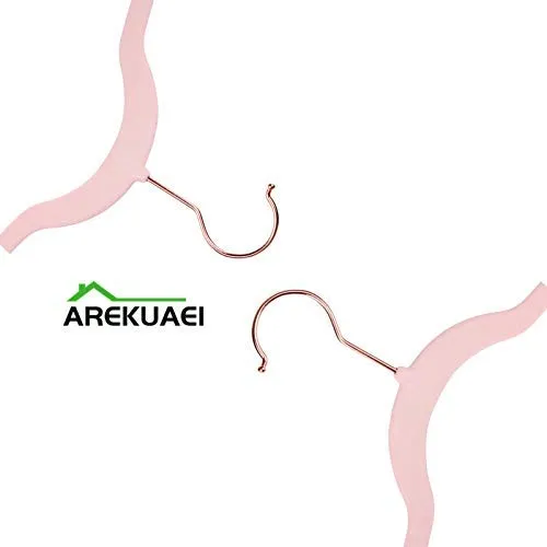 AREKUAEI Premium Blush Pink Velvet Hangers (Pack of 50) Heavyduty - Non Slip - Velvet Suit Hangers - Copper/Rose Gold Hooks,Space Saving Clothes Hangers