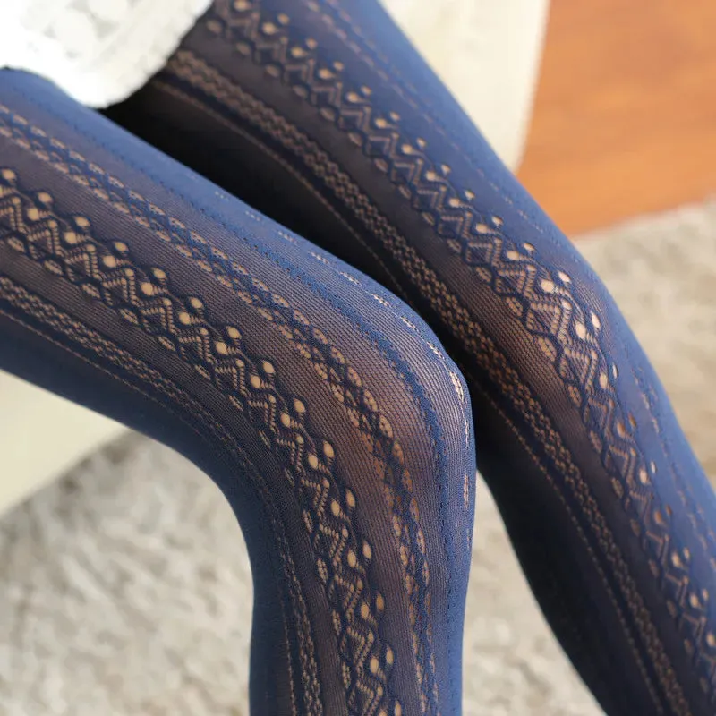 Autumn Lace Tights - Hollow White Pattern