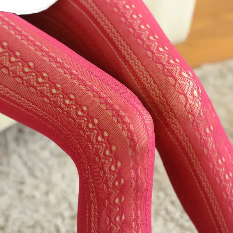 Autumn Lace Tights - Hollow White Pattern