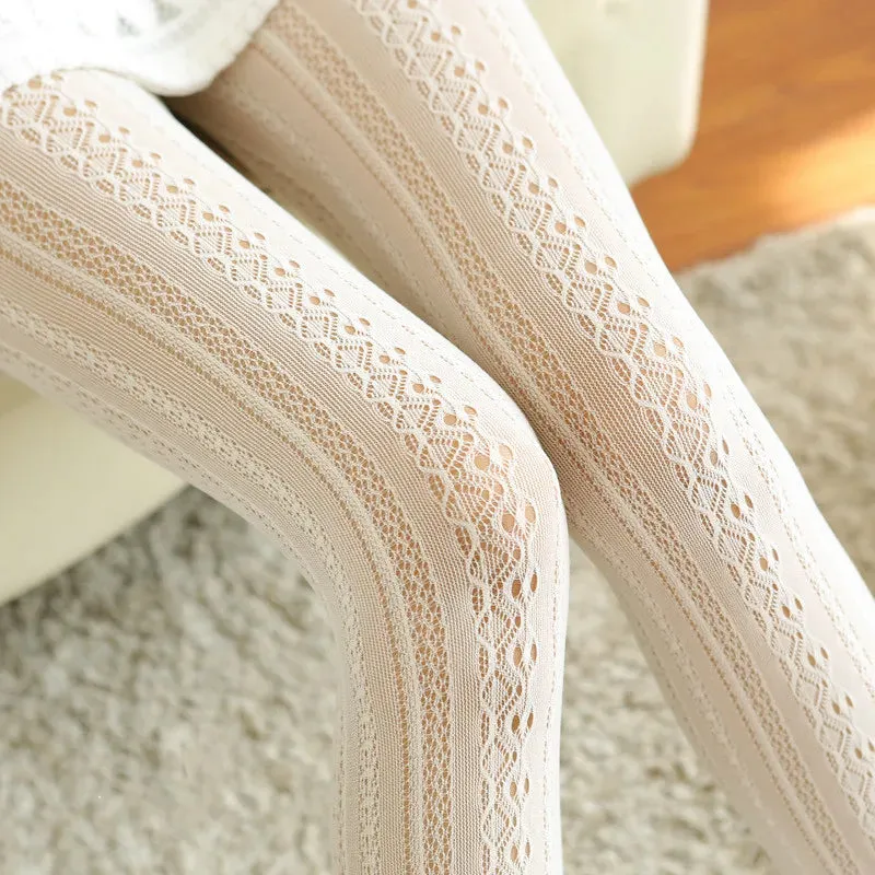 Autumn Lace Tights - Hollow White Pattern