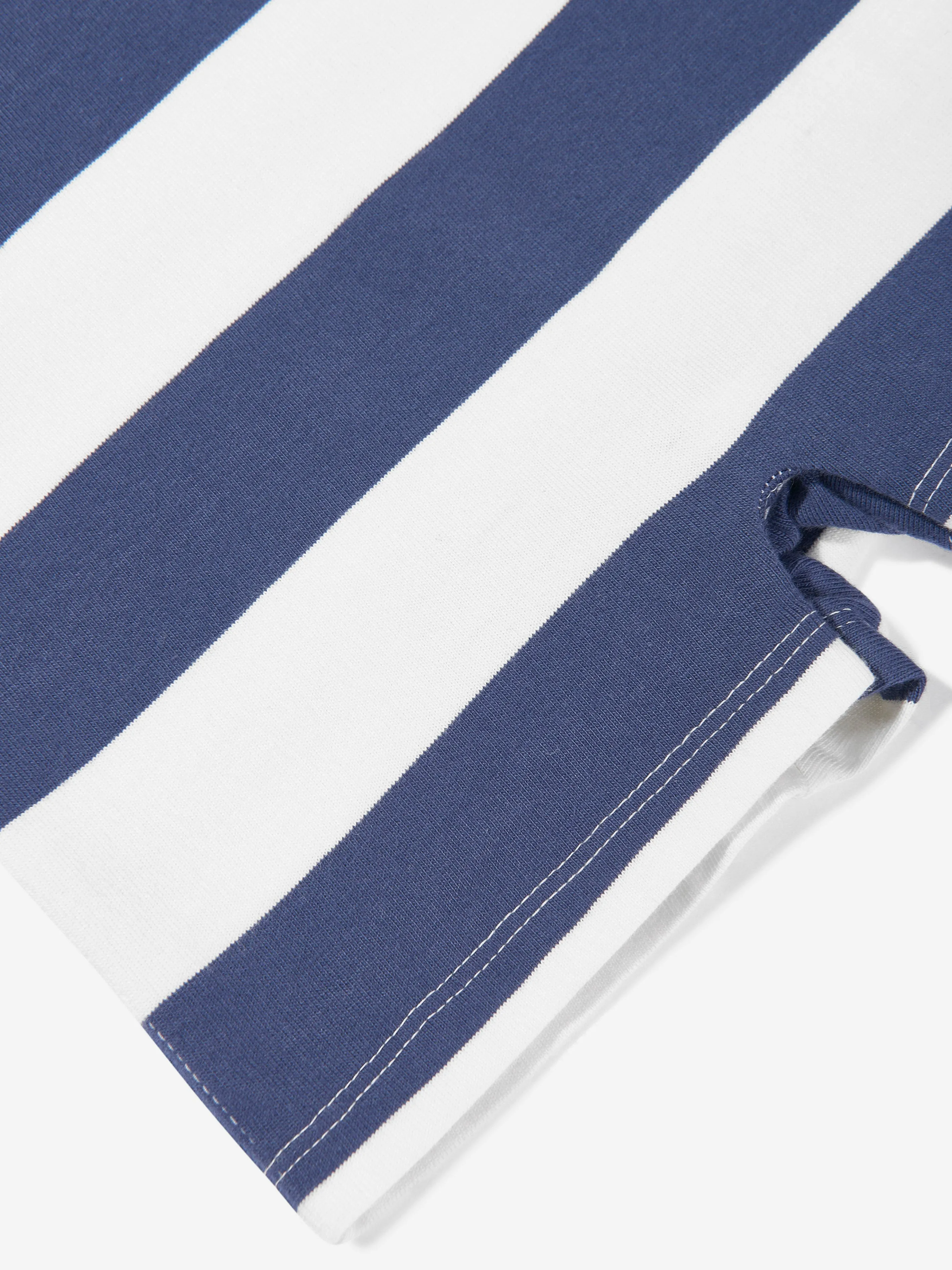 Baby Boys Striped Rugby Romper in Navy