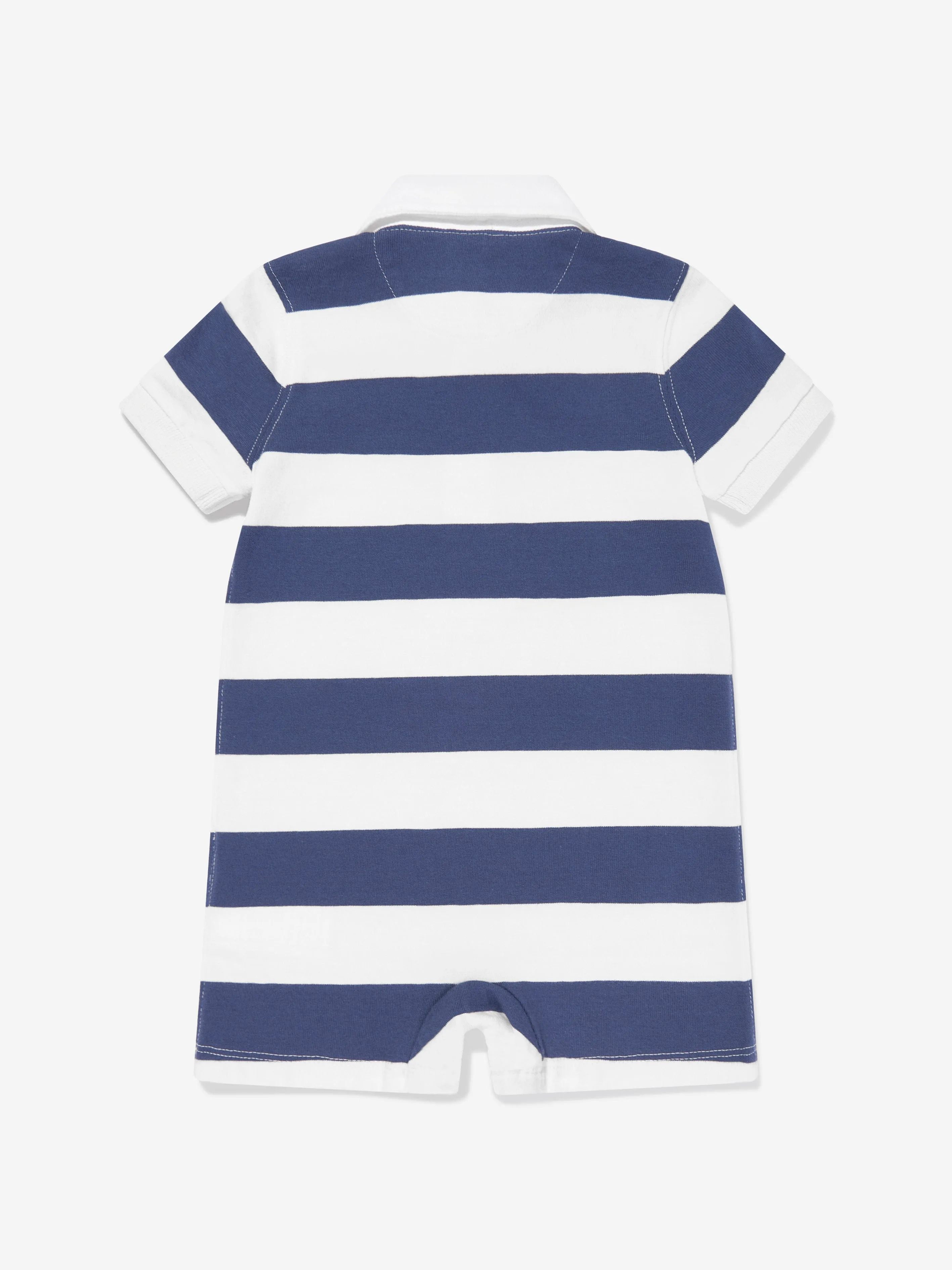 Baby Boys Striped Rugby Romper in Navy