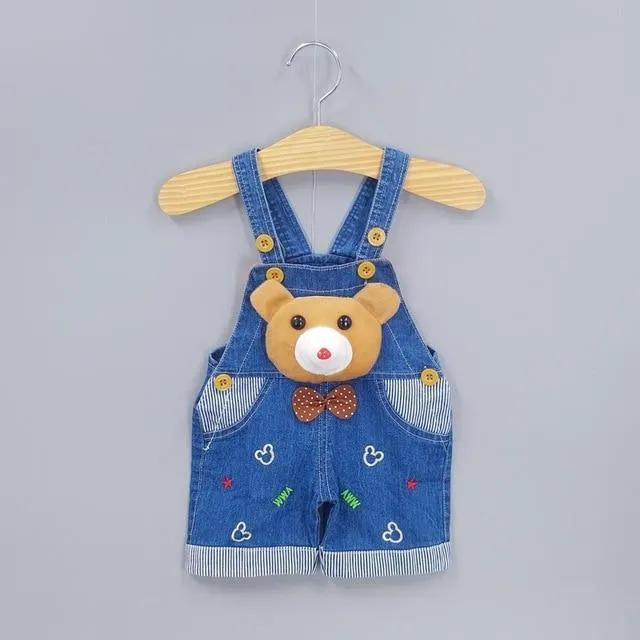 Baby Jeans Overall With Cute Animal Face