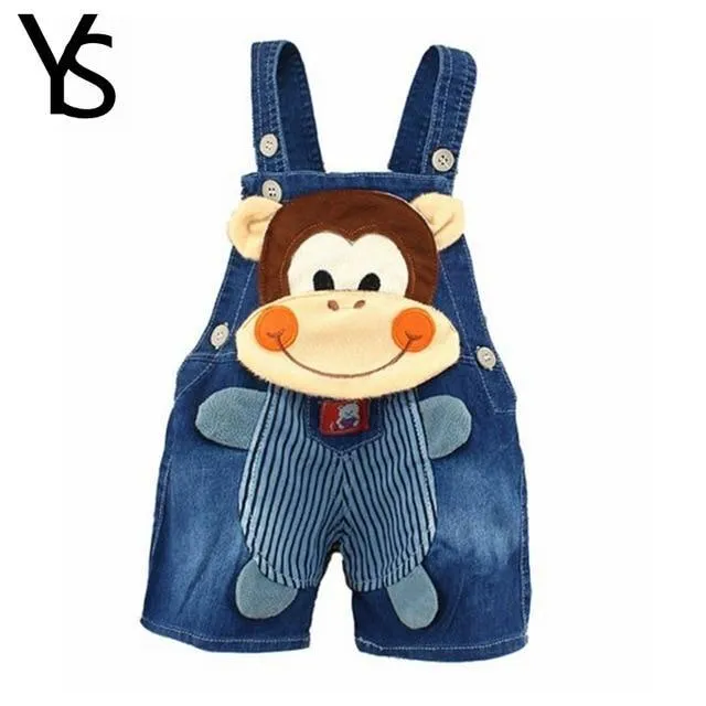 Baby Jeans Overall With Cute Animal Face
