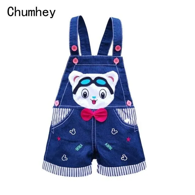 Baby Jeans Overall With Cute Animal Face