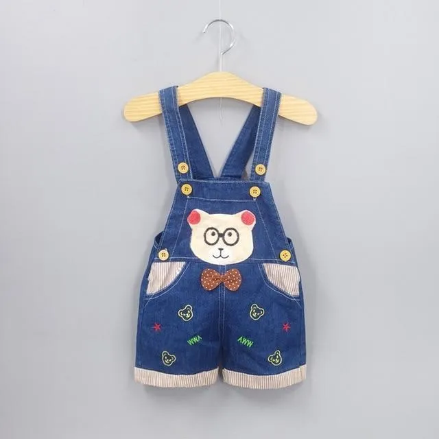 Baby Jeans Overall With Cute Animal Face