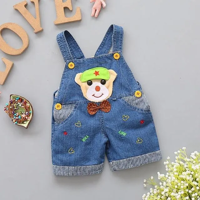 Baby Jeans Overall With Cute Animal Face