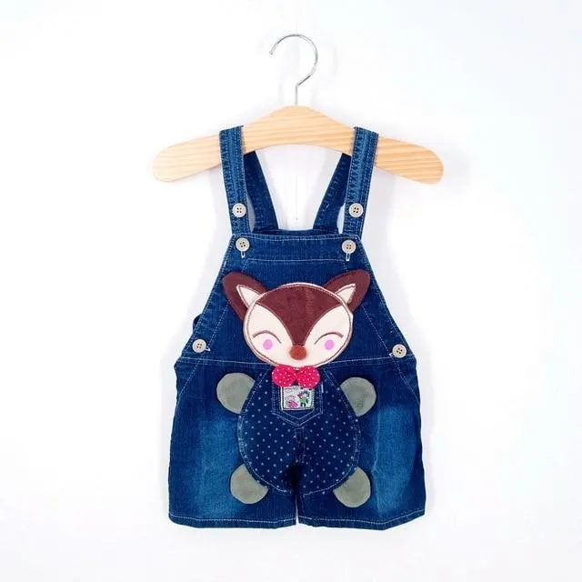 Baby Jeans Overall With Cute Animal Face