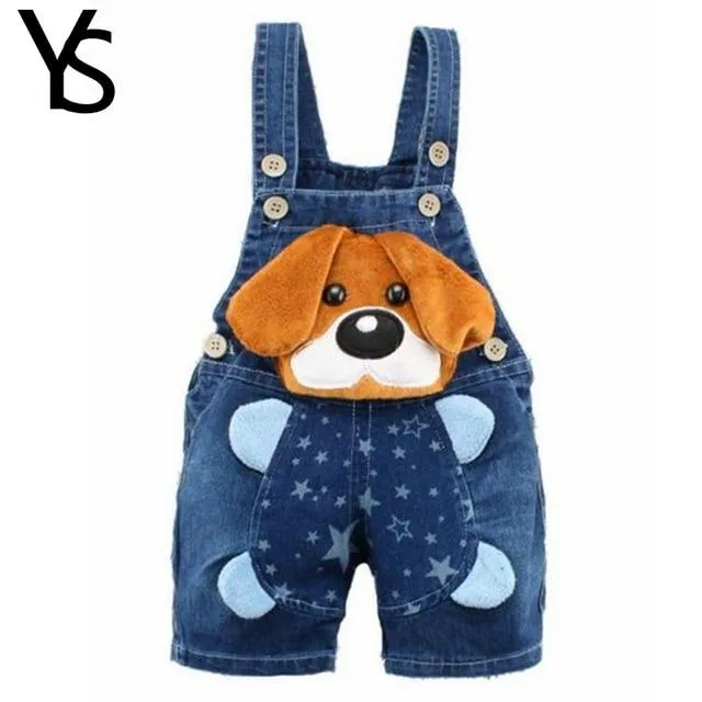 Baby Jeans Overall With Cute Animal Face