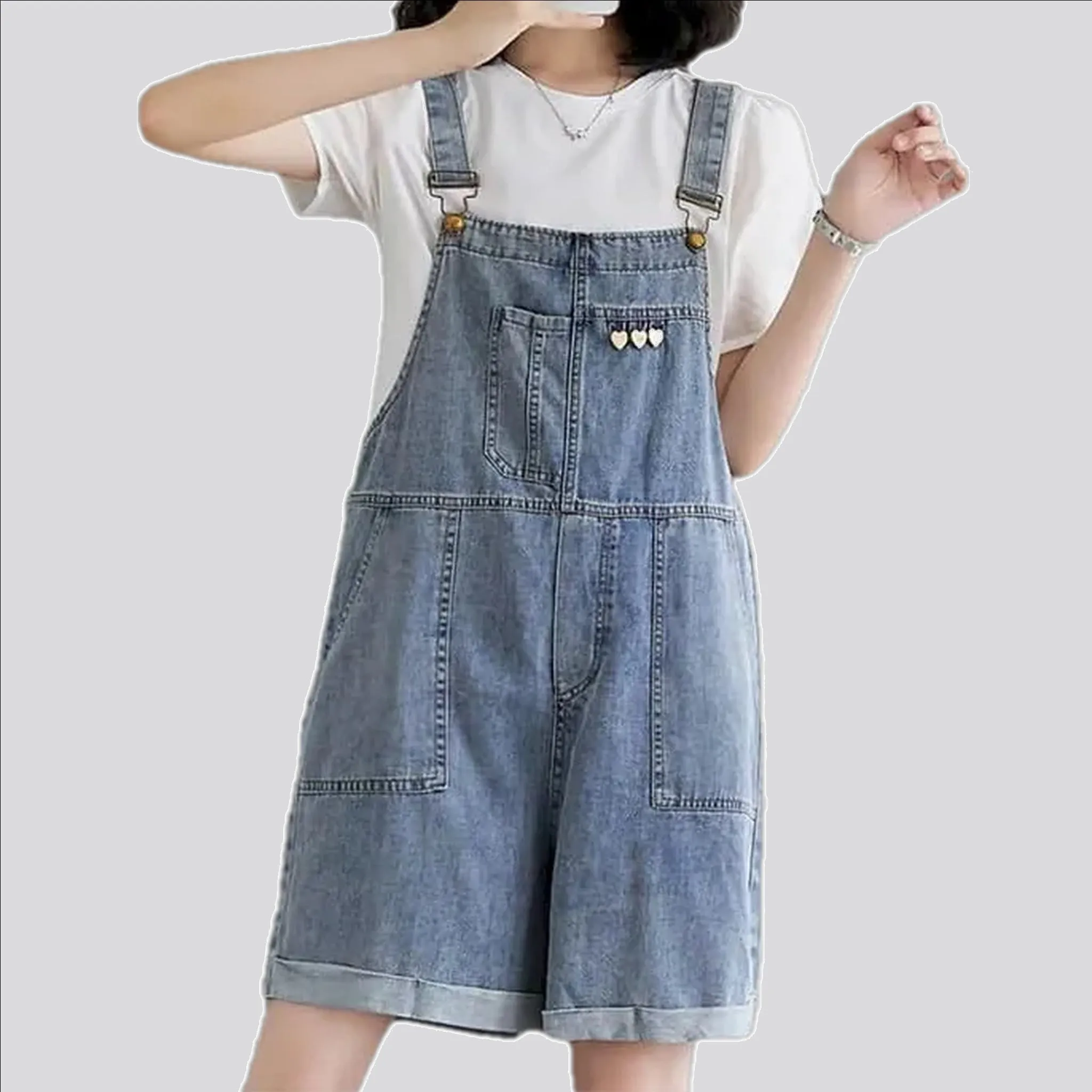 Baggy fit stylish women's denim overall
