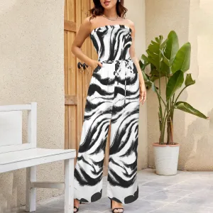 Bandeau Tie Waist Long Jumpsuit