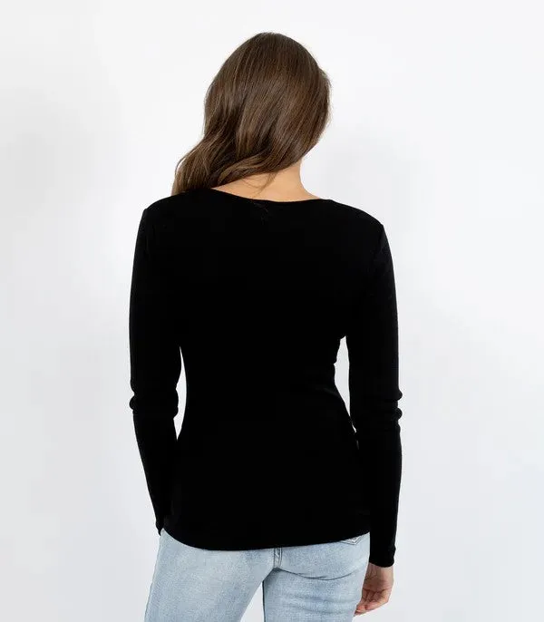 Baselayers Pure Wool Long Sleeve Top - Black
