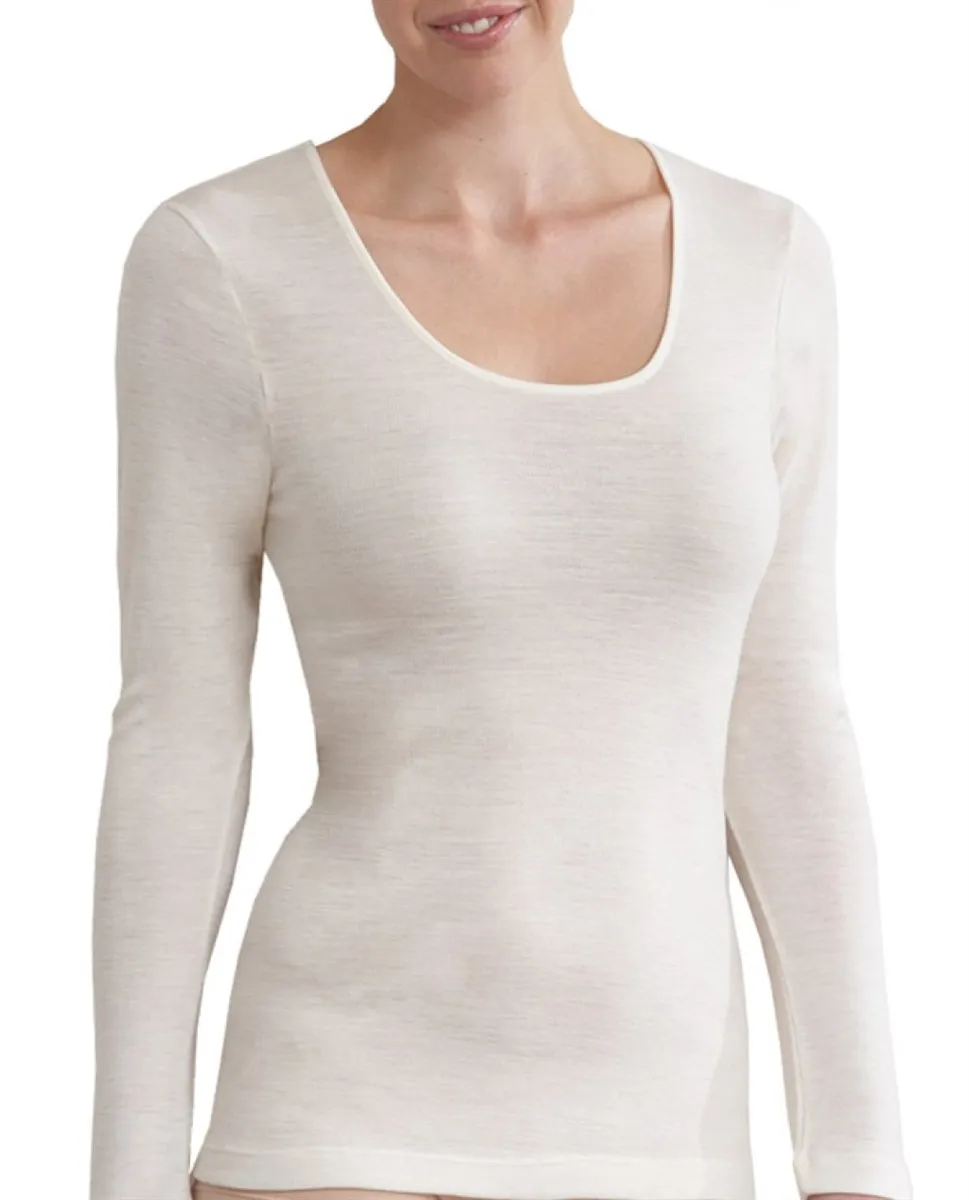 Baselayers Pure Wool Long Sleeve Top - Ivory