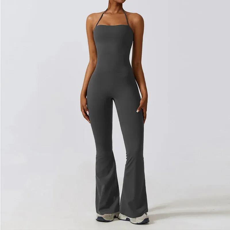 Bell Bottoms Gym Set Women One-piece Yoga Suit Sports Jumpsuit Women Fitness Rompers Stretch Workout Flare Leggings Bodysuits