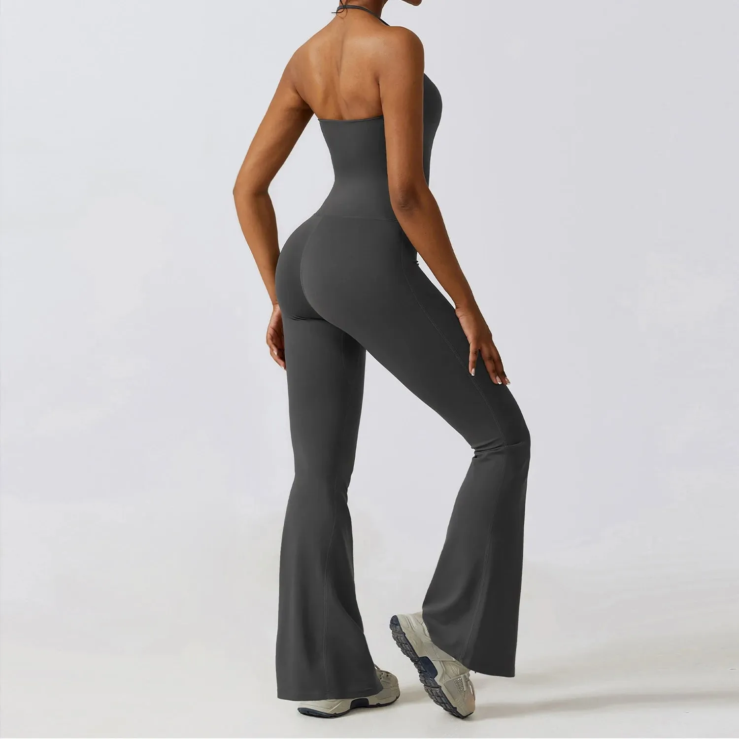 Bell Bottoms Gym Set Women One-piece Yoga Suit Sports Jumpsuit Women Fitness Rompers Stretch Workout Flare Leggings Bodysuits