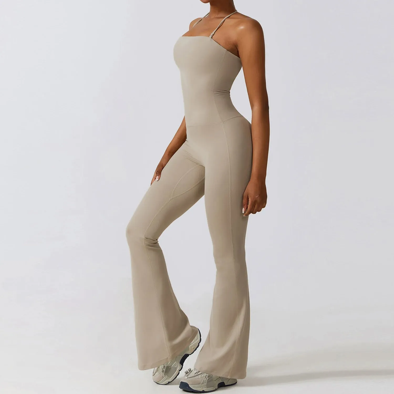 Bell Bottoms Gym Set Women One-piece Yoga Suit Sports Jumpsuit Women Fitness Rompers Stretch Workout Flare Leggings Bodysuits