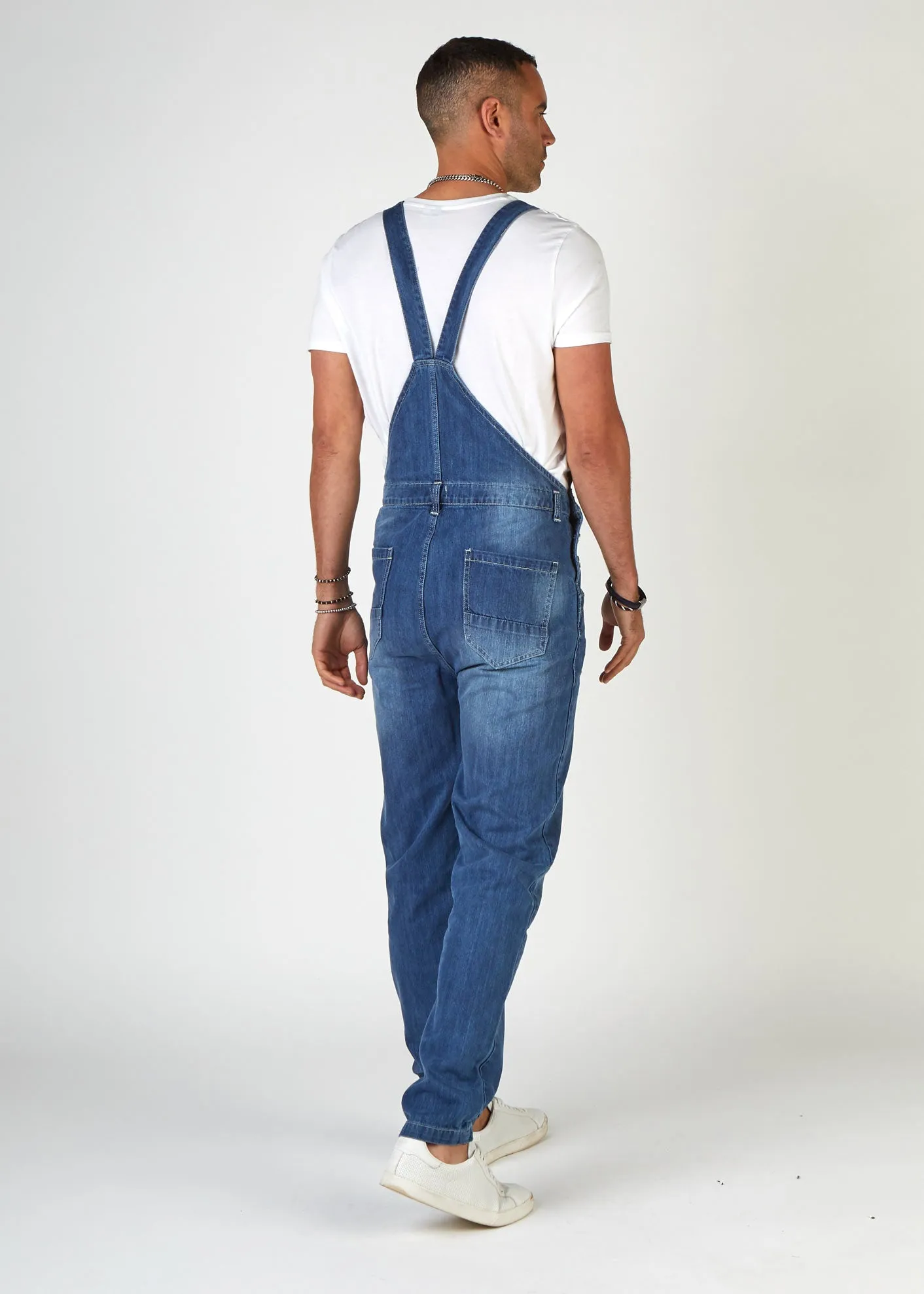 BERTIE Mens Relaxed Fit Dungarees Midwash