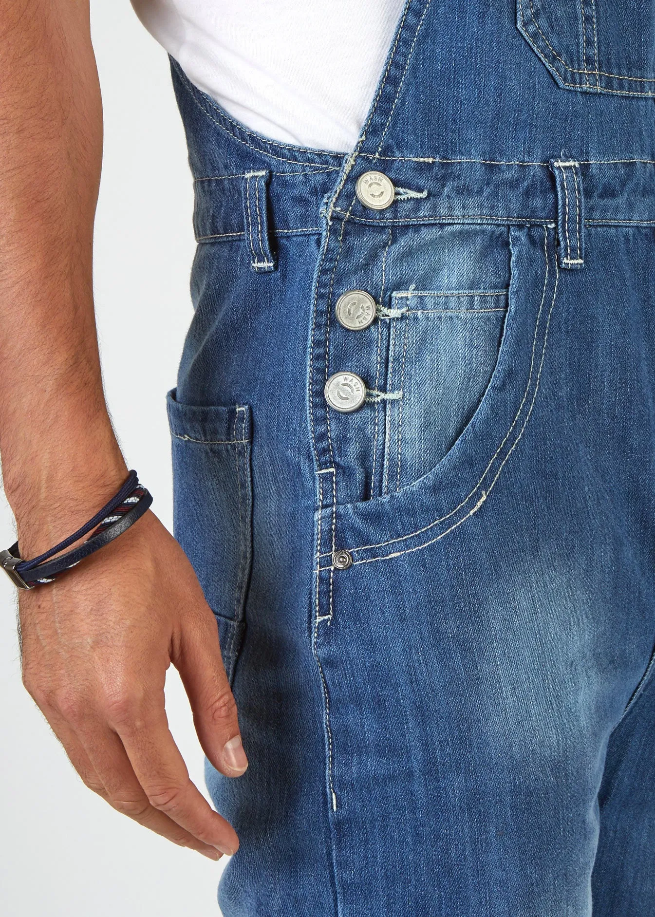 BERTIE Mens Relaxed Fit Dungarees Midwash