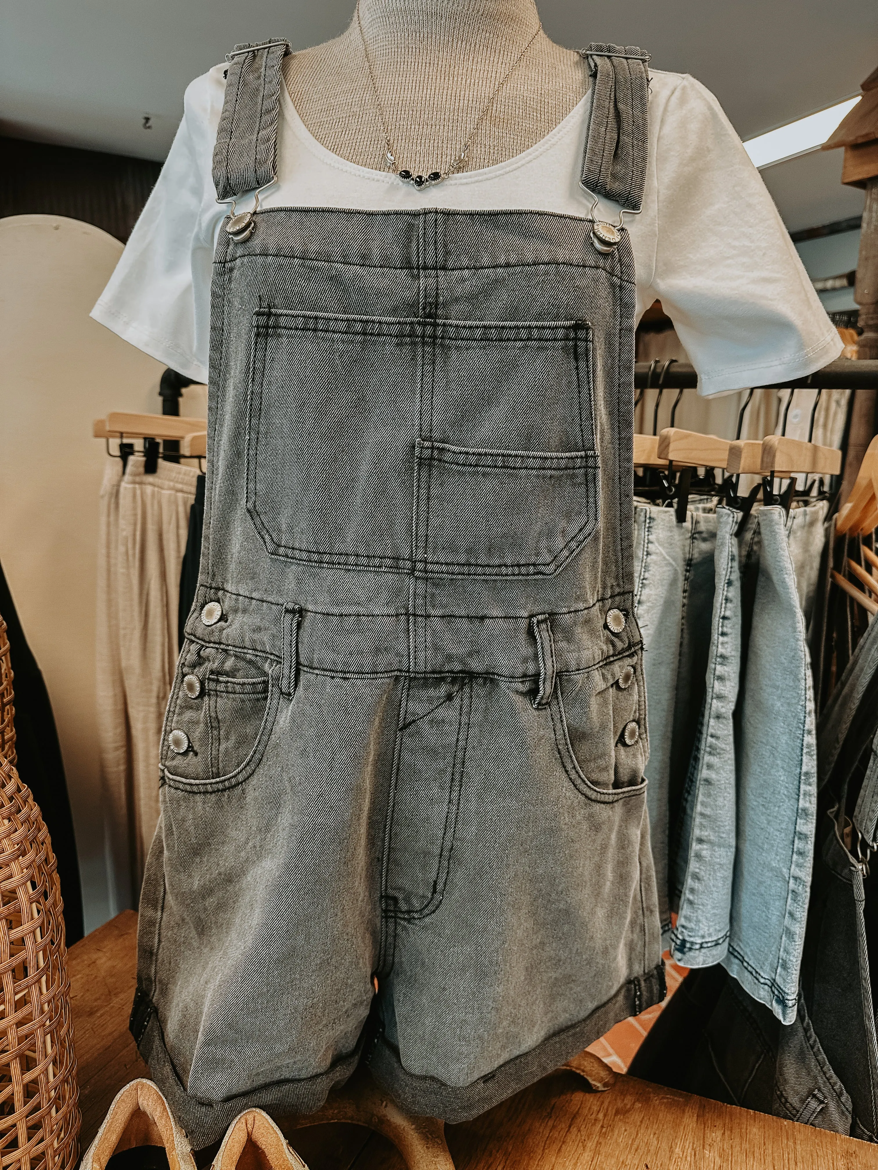 Black Denim Overalls