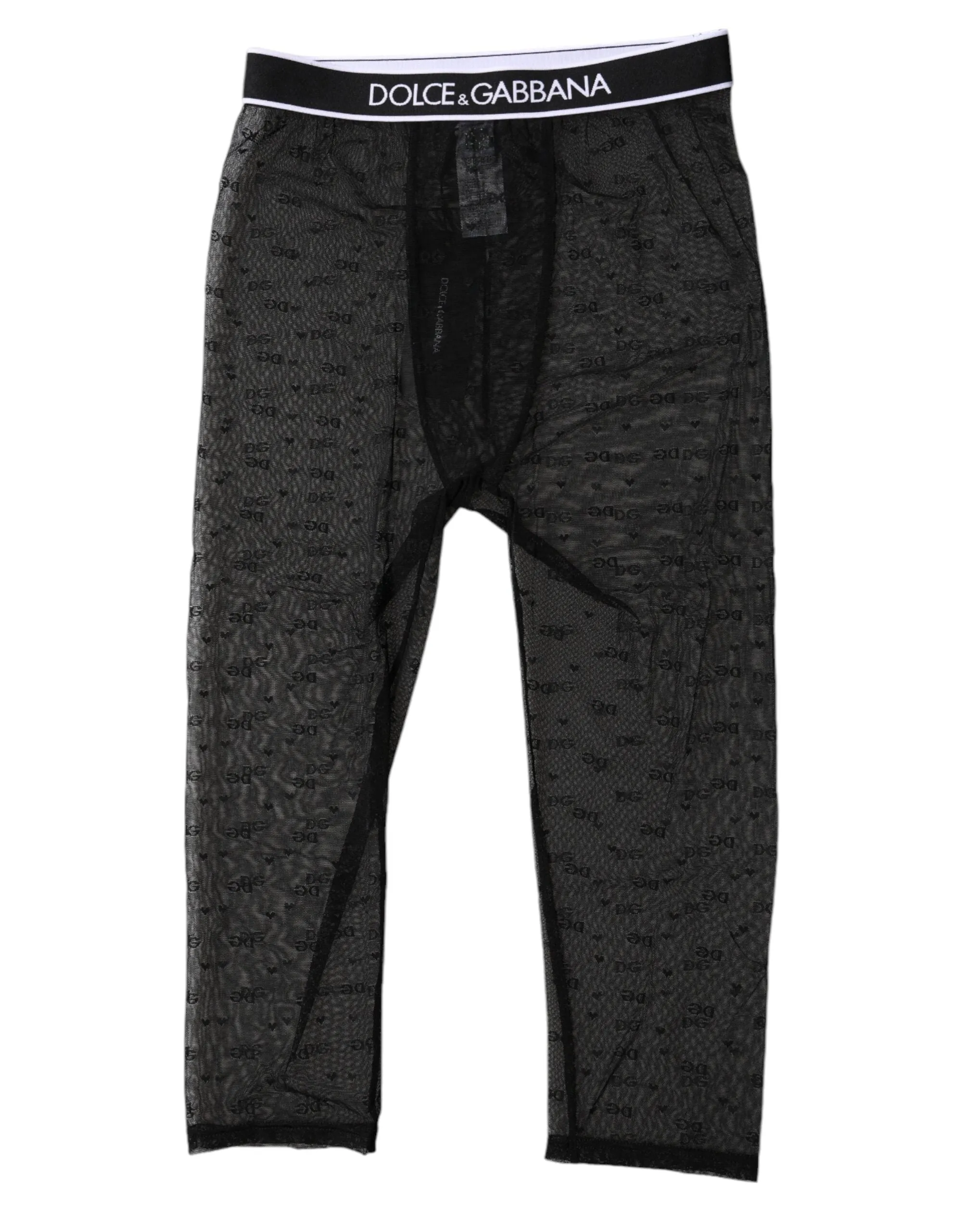 Black DG Logo Nylon Cropped Tights Underwear