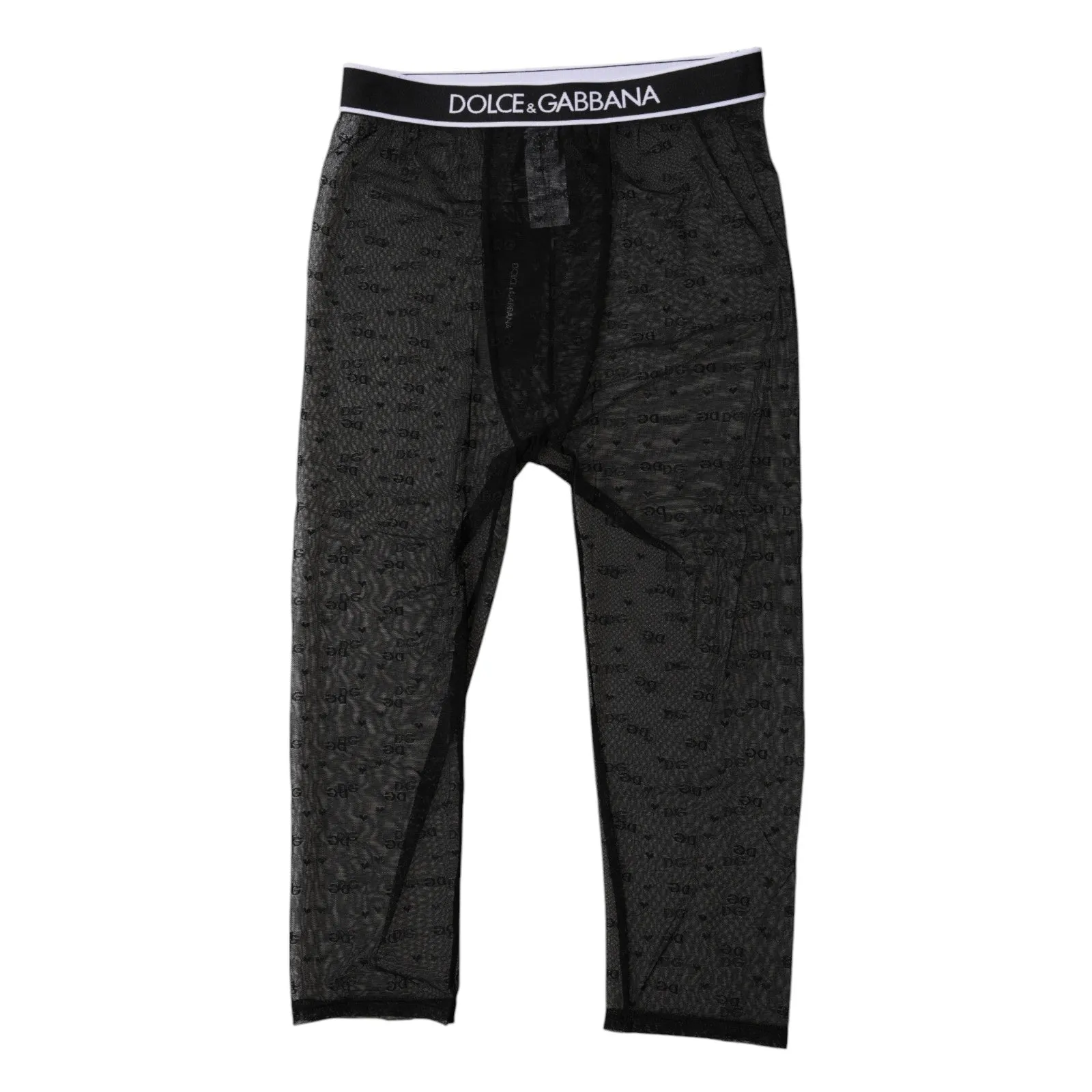 Black DG Logo Nylon Cropped Tights Underwear