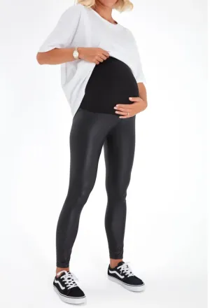Black Faux Leather Maternity Leggings
