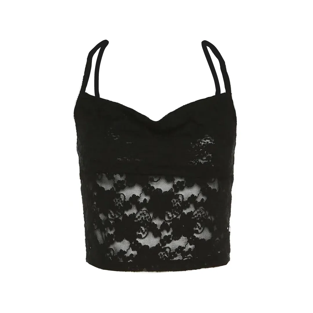 Black Lace Crop Camisoles