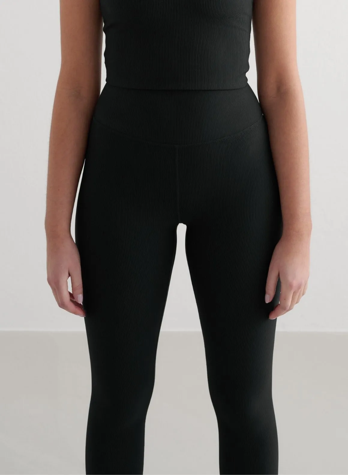 Black Ribbed Performance Tights
