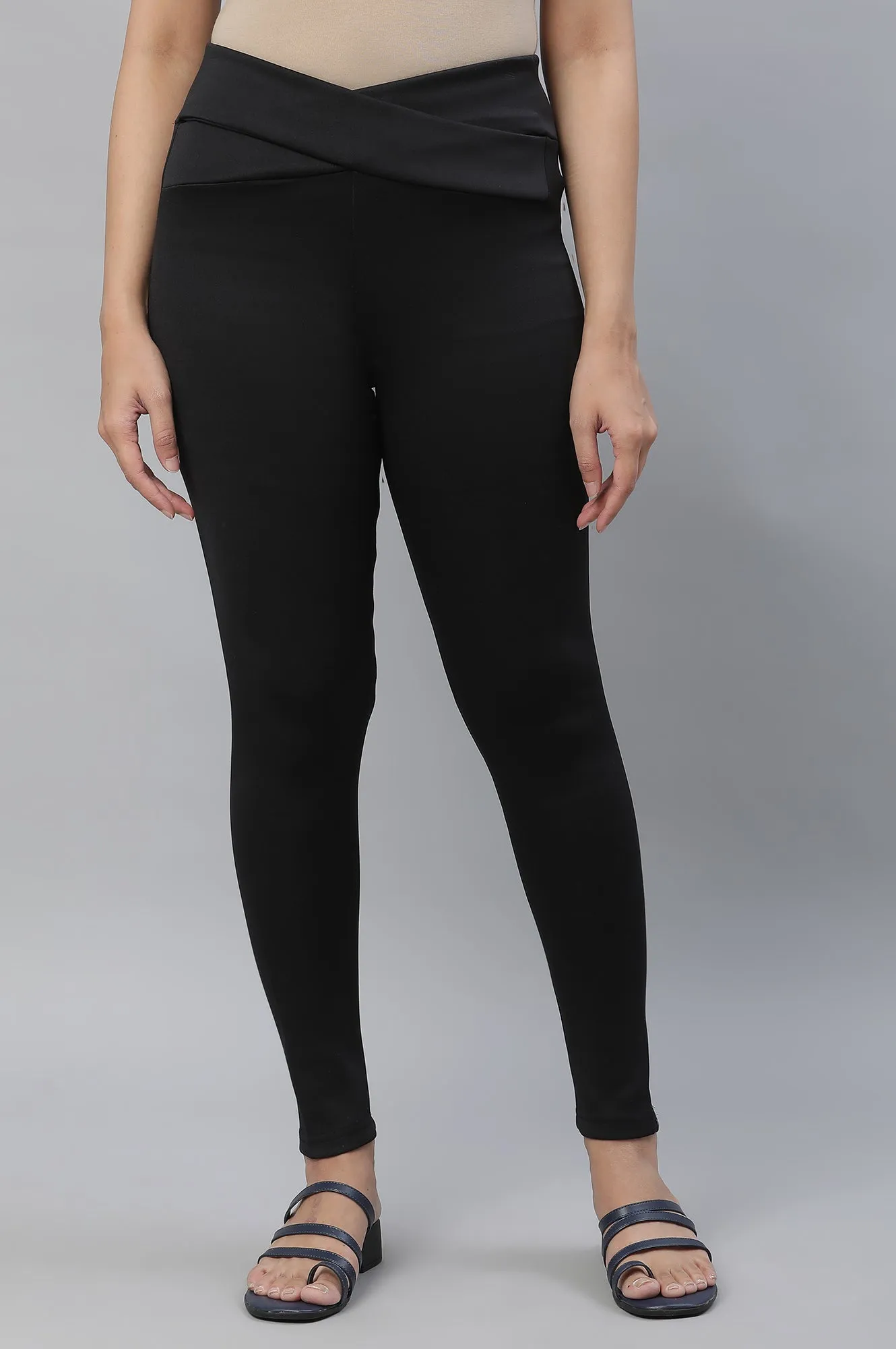 Black Solid Fashionable Yoga Tights