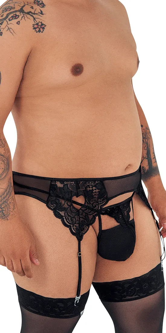 Candyman 99589x Lace Garther G-string Black