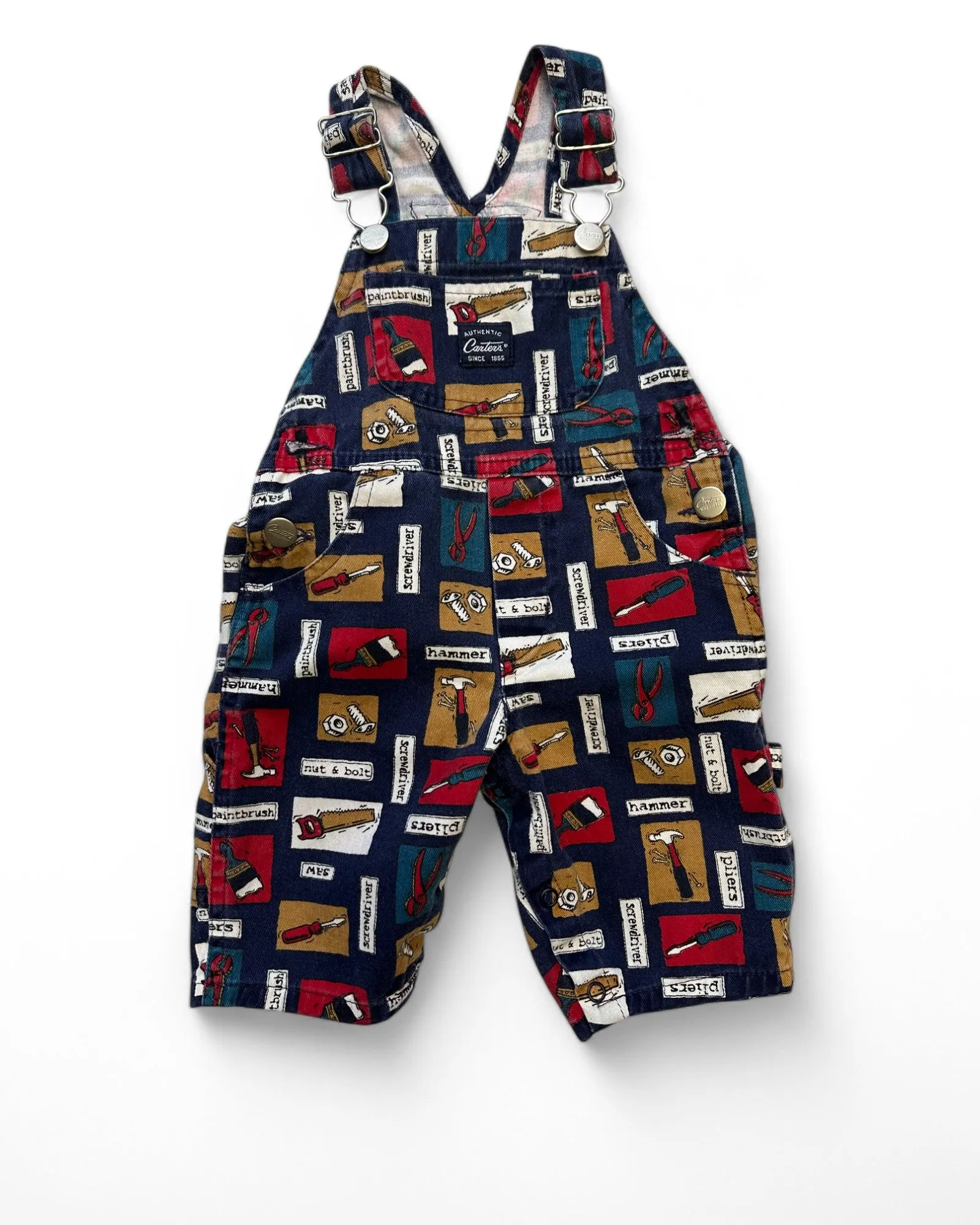 Carter's vintage toolkit printed baby dungarees