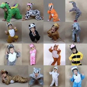 Cartoon Children Kids Animal Costume Cosplay Clothing Dinosaur Tiger Elephant Halloween Animals Costumes Jumpsuit for Boy Girl
