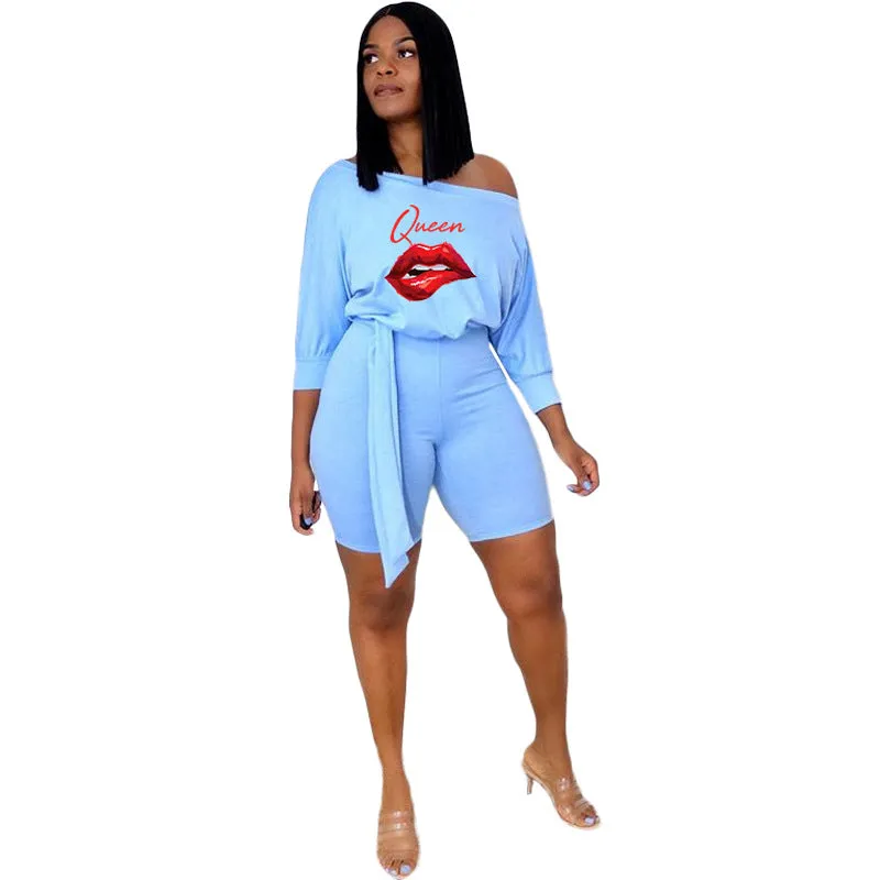 Casual Print Lace Up Jumpsuit（AY1714）