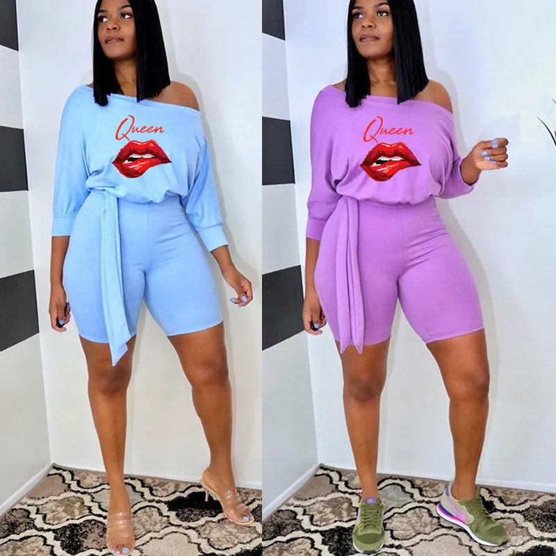 Casual Print Lace Up Jumpsuit（AY1714）