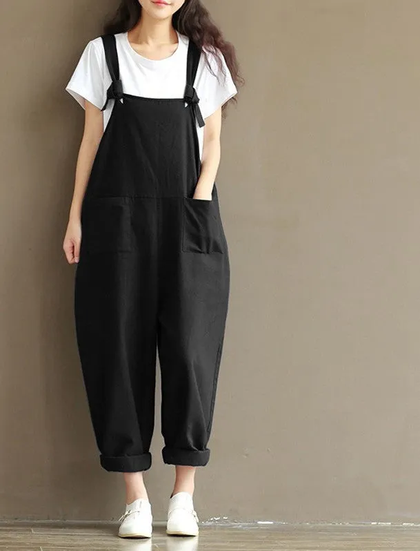 Casual Rompers Womens Jumpsuits Sleeveless Backless Casual Loose Solid Overalls Retro Strapless Playsuits Oversized