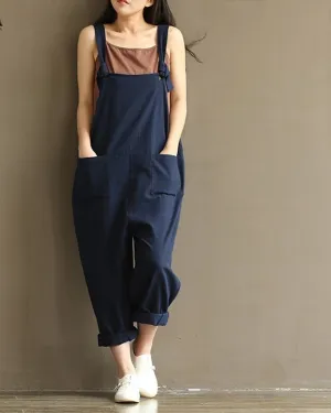 Casual Rompers Womens Jumpsuits Sleeveless Backless Casual Loose Solid Overalls Retro Strapless Playsuits Oversized