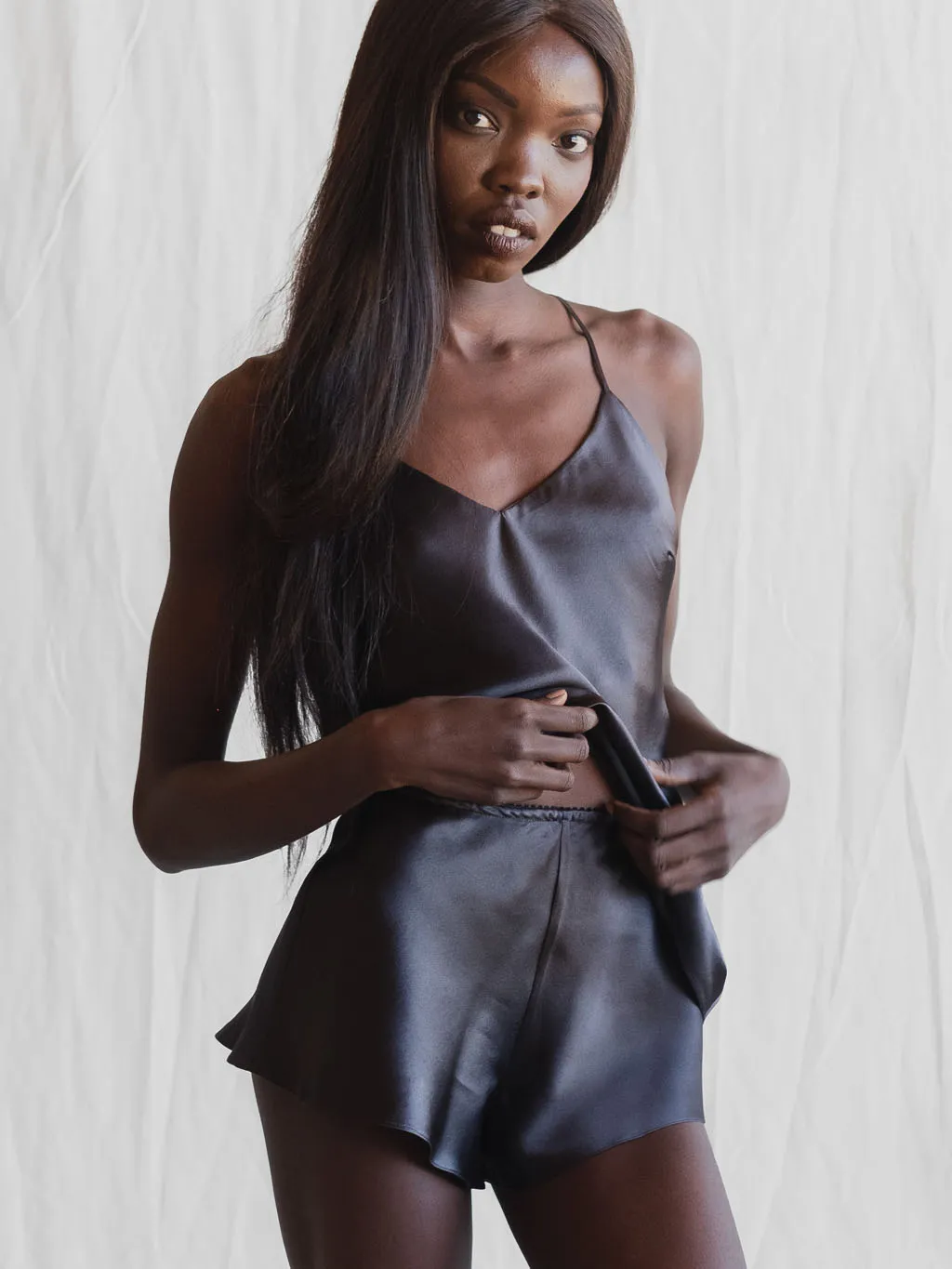 Charcoal - Silk French Knickers