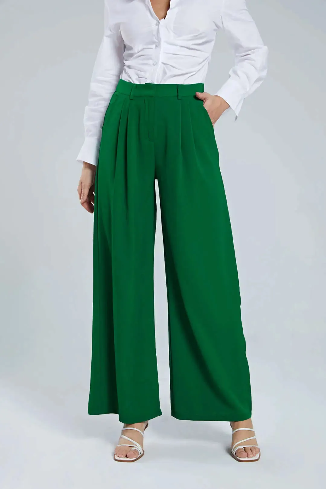 Charlene - Basic Wide Leg Design Woman's Suit Pants