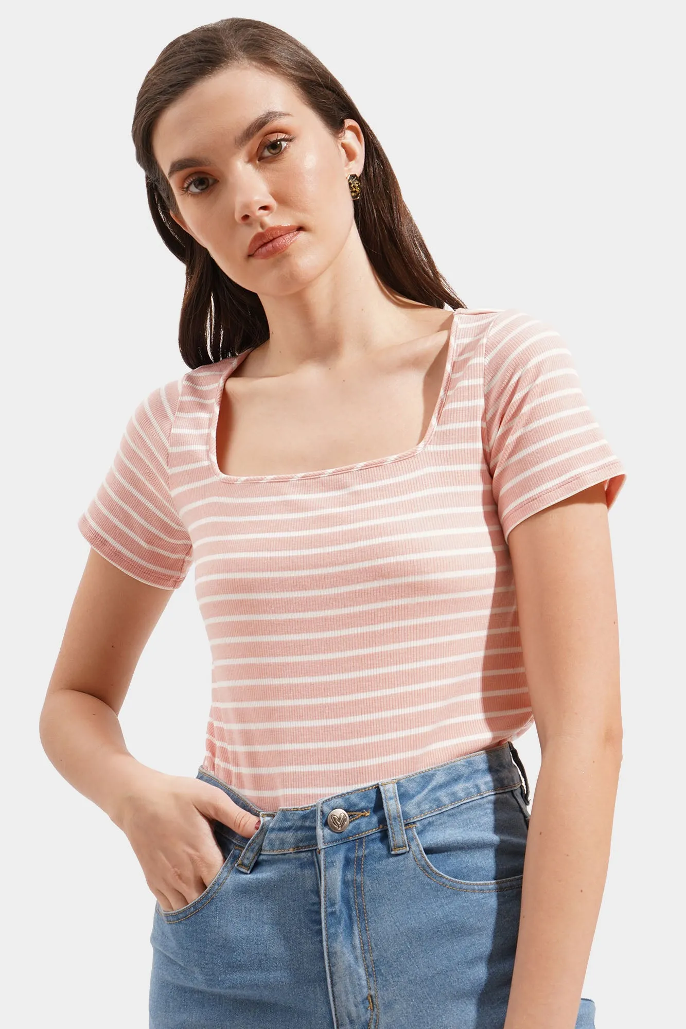 Closet Staples Striped Square Neck Tee