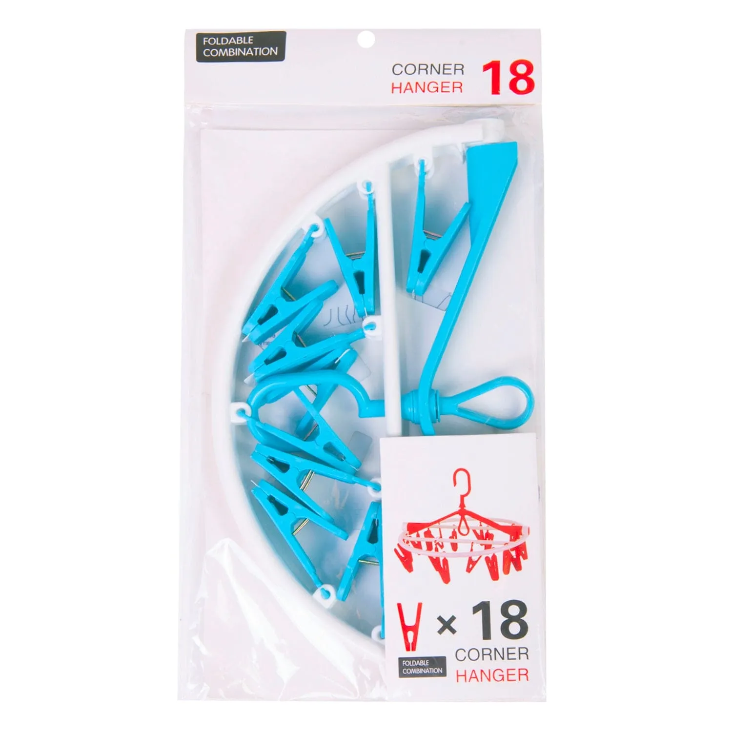 Clothes Hanger Round Foldable 18 Clips Blue