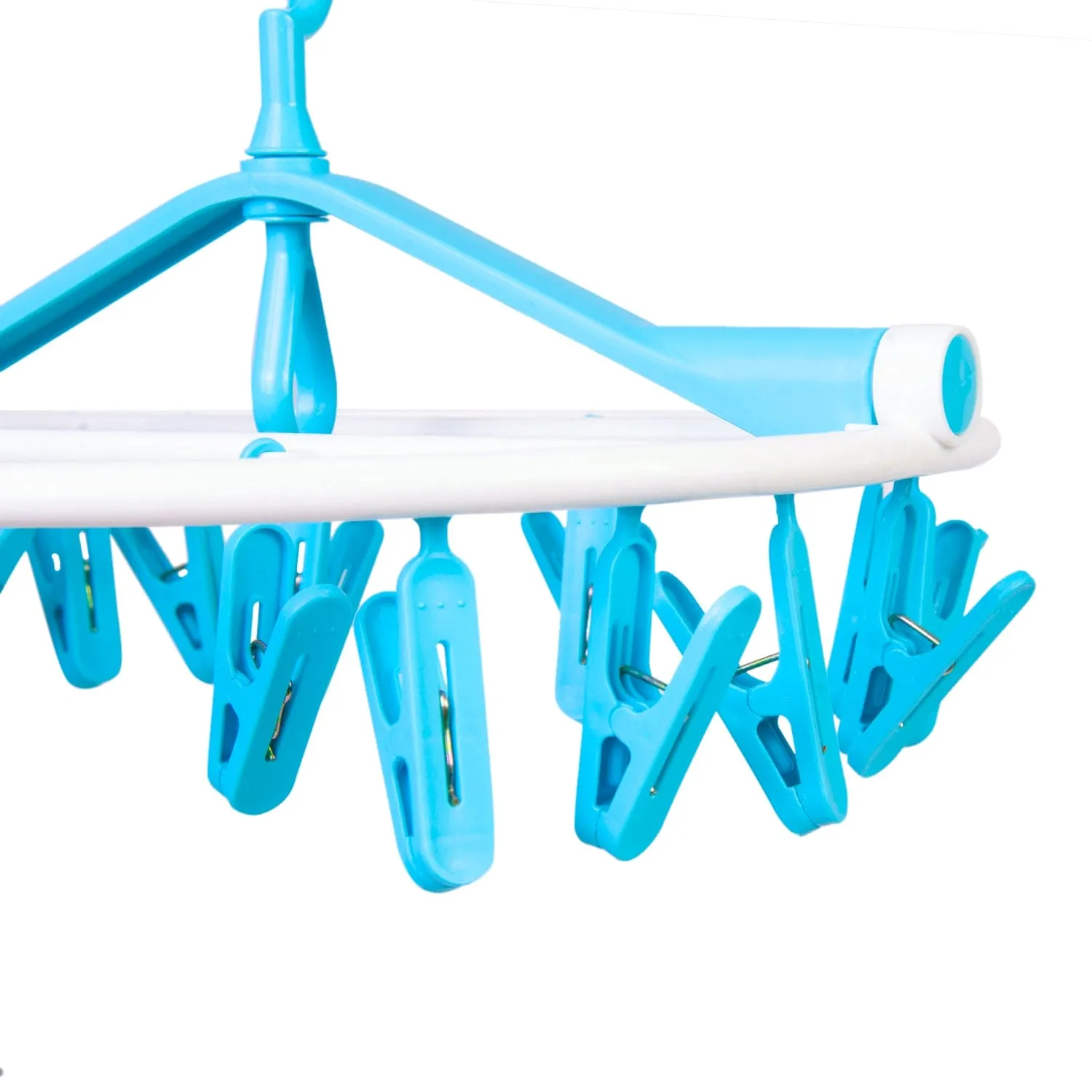 Clothes Hanger Round Foldable 18 Clips Blue