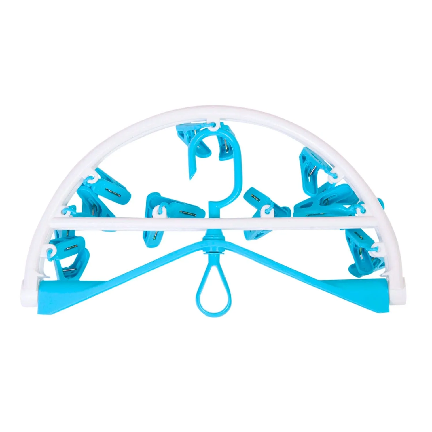 Clothes Hanger Round Foldable 18 Clips Blue