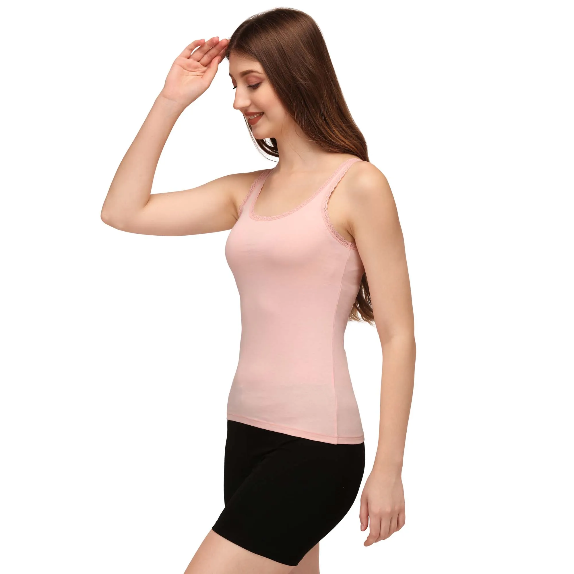 Cotton spandex Camisole with Lace Detailing