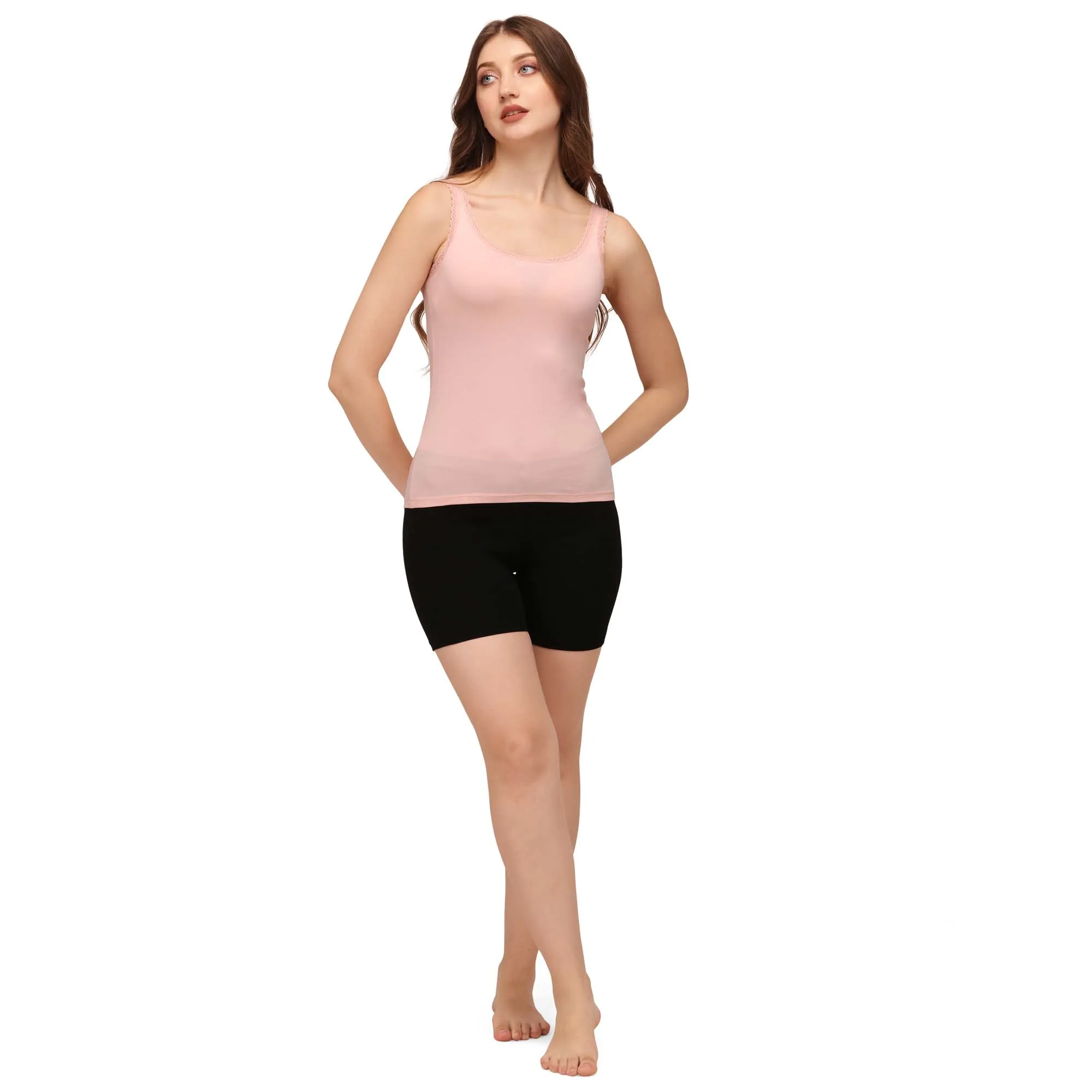 Cotton spandex Camisole with Lace Detailing