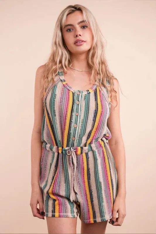 Crochet Multi-Color Striped Romper