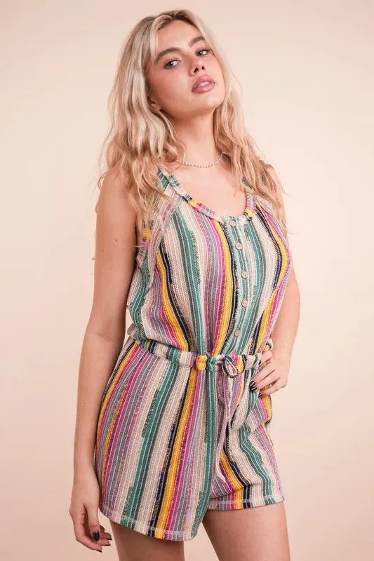 Crochet Multi-Color Striped Romper
